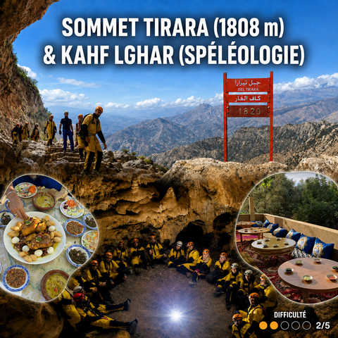 Tirara Summit (1808 m) & Kahf Kghar (Caving) – Taza Region